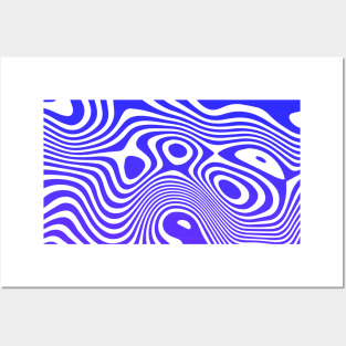 Navy Blue Abstract Strips Art Posters and Art